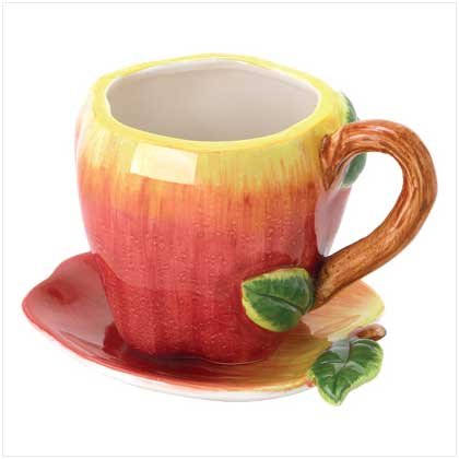 APPLE TEACUP & SAUCER-CERAMIC