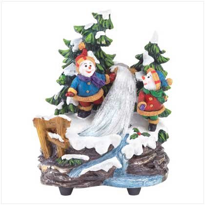 FIBER-OPTIC SNOW SCENE MUSIC BOX