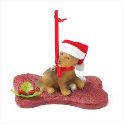 PUPPY WITH BONE ORNAMENT