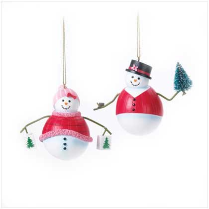 PERFECTLY PLAID SNOWMEN ORNAMENTS