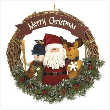 PLUSH SANTA & FRIENDS WREATH