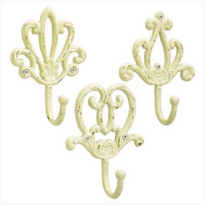 ANTIQUE IVORY IRON HOOKS