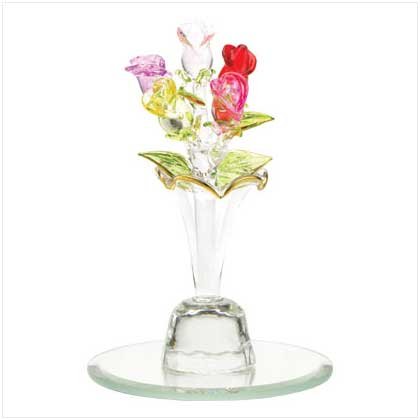 GLASS MINI-ROSE BOUQUET