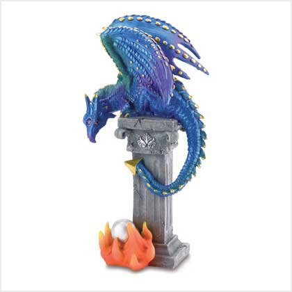 SAPPHIRE DRAGON COLUMN FIGURINE