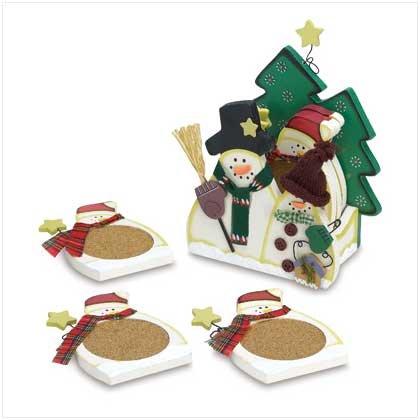 CHEERFUL SNOWMAN COASTER SET
