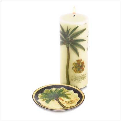 PALM TREE CANDLE & HOLDER