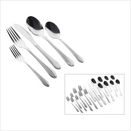 "WAVE CASCADE" 20-PC FLATWARE