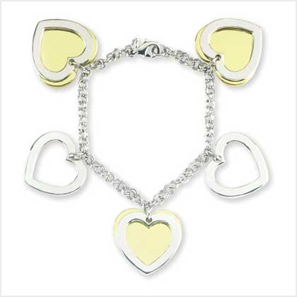 TWO-TONE HEART CHARM BRACELET