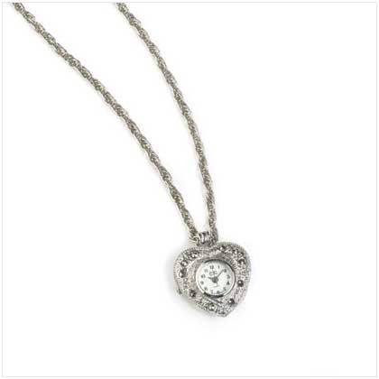 SILVER HEART PENDANT WATCH