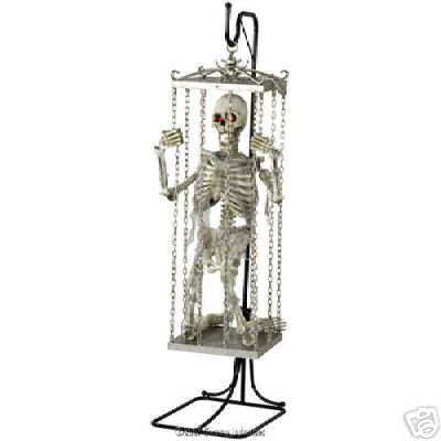 6' Animated Talking Illuminated Cage Shaking Skeleton