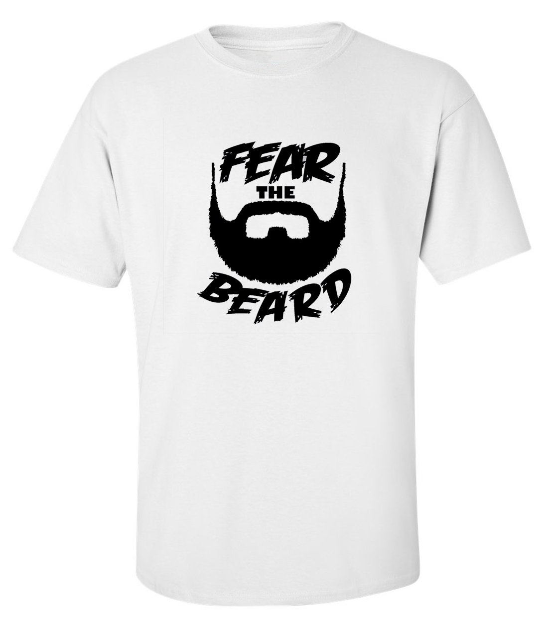 Fear the beard funny slogan men printed cotton white t-shirt size S