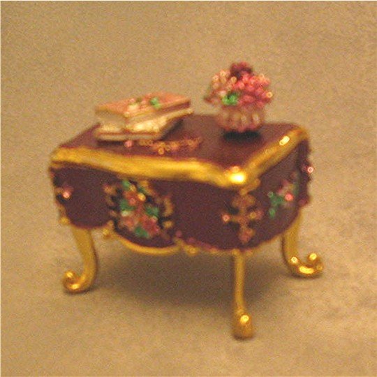 Jeweled Purple Vanity Hinged Trinket Jewelry Box