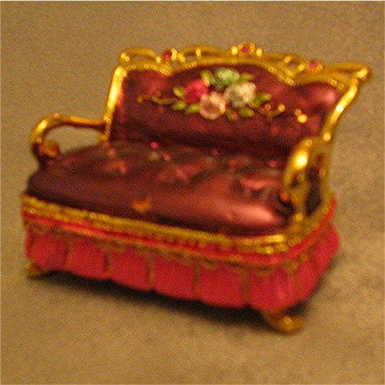 Jeweled Purple Sofa Hinged Trinket Jewelry Box
