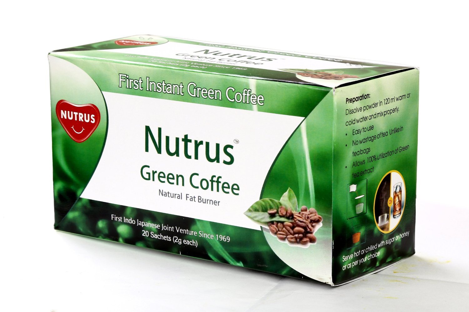 Nutrus Green Coffee Natural Fat Burner Sachets Tea Bags 20