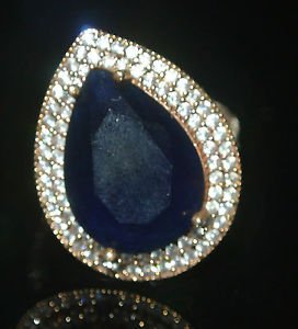 Turkish 5 Carat Pear Cut Sapphire Ottoman Victorian 7 925 Silver Sultan's Ring