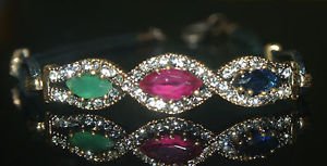 Nwot Turkish 0.75 Ct Ruby Bronze Leather Cord 3 Stone Back Today Future Bracelet