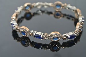 Ottoman Victorian 0.50 Carat Sapphire 925 Silver Hurrem SULTAN Tulip Bracelet
