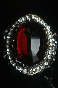 Turkish 6 Ct Oval Ruby Vintage Brass Ottoman Victorian Size 8 Unisex Bent Ring