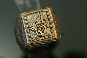 OTTOMAN VICTORIAN HANDMADE NO STONE SULTAN'S SEAL BRONZE SIZE 9 MEN RING