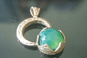 Bronze Turkish Ottoman Victorian Moon & Star Designer Tulip 6 Ct Emerald Pendant
