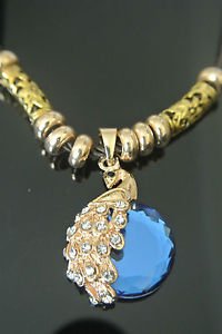 Bronze Turkish Vintage 6 Carat Sapphire Peacock Ottoman Victorian Drop Necklace