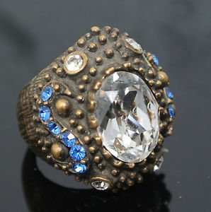 NEW HANDCRAFTED OTTOMAN 3 CARAT CUBIC ZIRCONIA BRONZE HANDMADE SIZE 6.5 RING