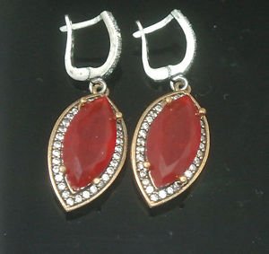 TURKISH OTTOMAN VICTORIAN STYLE 925 SILVER 3.0 CARAT RUBY HURREM EARINGS