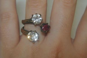 Vintage Turkish 0.75 Carat Ruby CZ Ottoman Bronze Size 8 Bench Tree Ring