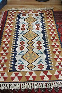 4X6 Amazing Hand Knotted Turkish Vegetable Dye Wool Oriental Rug Custom Kilim