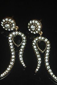 Turkish Vintage Ottoman Silver Plated 1 Carat Sapphire Rhinestone Tulip Earings
