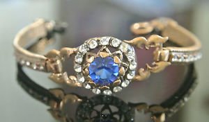 Turkish 2.0 Carat Sapphire Ottoman Victorian Style Bronze Boho Gemstone Bracelet