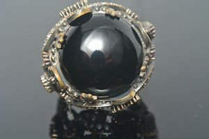 Turkish 6 Carat Onyx Ottoman Victorian 925 Sterling Silver Size 9 Unisex Ring