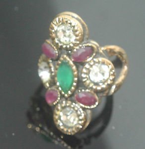 TURKISH BOHEMIAN OTTOMAN VICTORIAN STYLE 0.50 CARAT EMERALD RING SULTAN'S STYLE