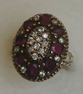 925 Sterling Silver Size 8.5 Turkish 0.2 Carat Ruby CZ SULTAN Swirl Vintage Ring