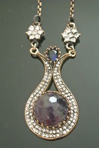 Bronze Turkish Vintage 6 Carat Smoky Amethyst Ottoman Victorian Drop Necklace