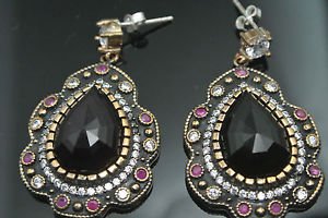 TURKISH OTTOMAN VICTORIAN 925 SILVER 6.0 CARAT SAPPHIRE PEAR HURREM EARINGS