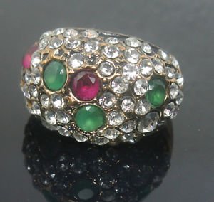 Turkish 0.25 Carat Emerald & Ruby CZ Victorian Handmade Bronze Size 9.5 Ring