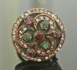 OTTOMAN VICTORIAN STYLE EMERALD SWIRL RING SULTAN HURREM ROXELANA STYLE
