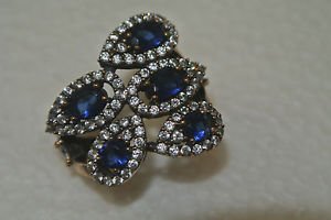 Turkish 0.75 Carat Sapphire CZ Ottoman Hinged Size 8.5 925 Silver Sultan Ring