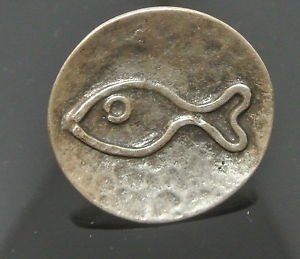 NO STONE OTTOMAN VICTORIAN COPPER ROUND TURKISH FISH IMPRINTED SIZE 7.5 RING