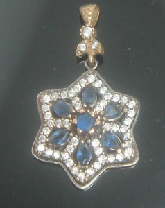 TURKISH OTTOMAN VICTORIAN 925 SILVER 0.25 CARAT SAPPHIRE HURREM SULTAN PENDANT