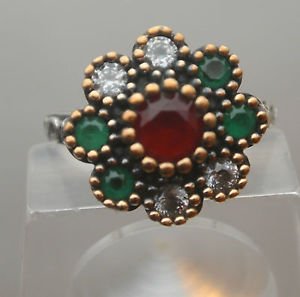 Turkish 0.75 Carat Ruby 925 Sterling Silver Ottoman Victorian SULTAN Boho Ring