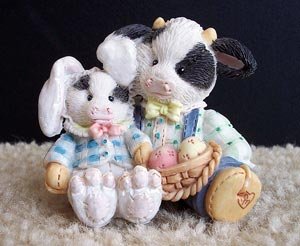 Enesco Mary's Moo Moos Hoppy Easter To Moo 1994 www.thriftstoretreasures.com