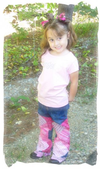 Custom made "Schoolgirl" decoupage jeans
