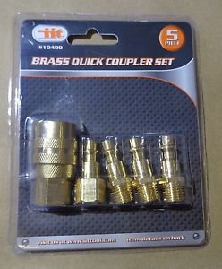 SOLID BRASS Air Compressor Quick Coupler and Plug 5 Piece Fitting Set 770-105