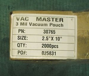 Vac Master 2.5 x 10" Chamber Vacuum Packaging Pouches Bags 3 Mil 30765 about1000