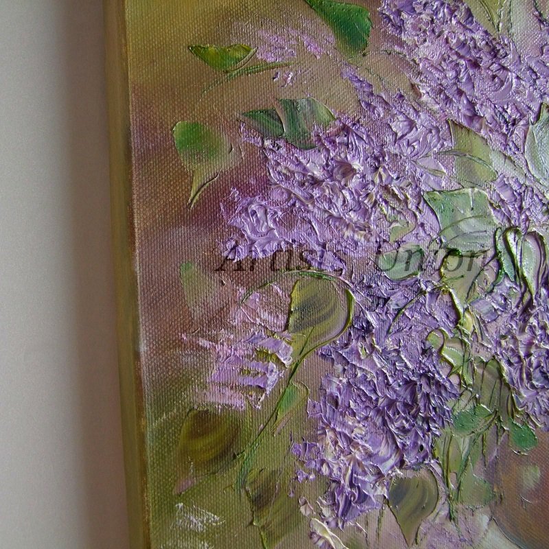 Lilacs Original Oil Painting Still Life Impasto Purple Flowers