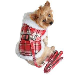 DOG JACKET chihuahua teacup maltese yorkie little DESIGNER DOG COAT & LEASH RED