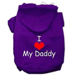 DOG SWEATSHIRT mini dachshund jack russell I LOVE DADDY DOG HOODIE DESIGNER DOG
