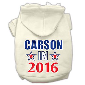 DOG SWEAT SHIRT DOGS 18 - 26 LBS DOG HOODIE VOTE CARSON DOG JUMPER USA MADE
